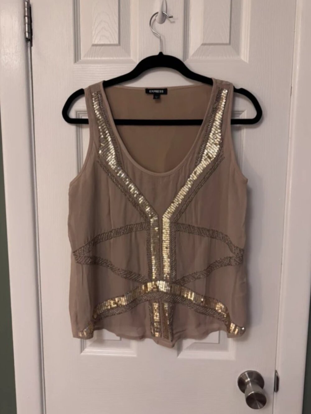 Small Express Gold Sequin Tank Top